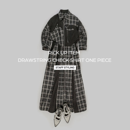 PICK UP ITEM - DRAWSTRING CHECK SHIRT ONE PIECE -