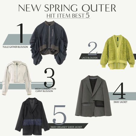 NEW SPRING OUTER -HIT ITEM BEST5-