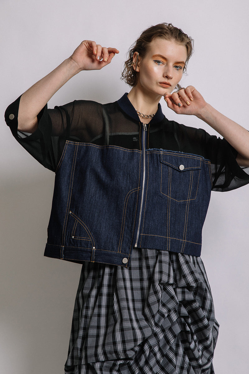 DENIM COMBINATION BLOUSON — aulaaila