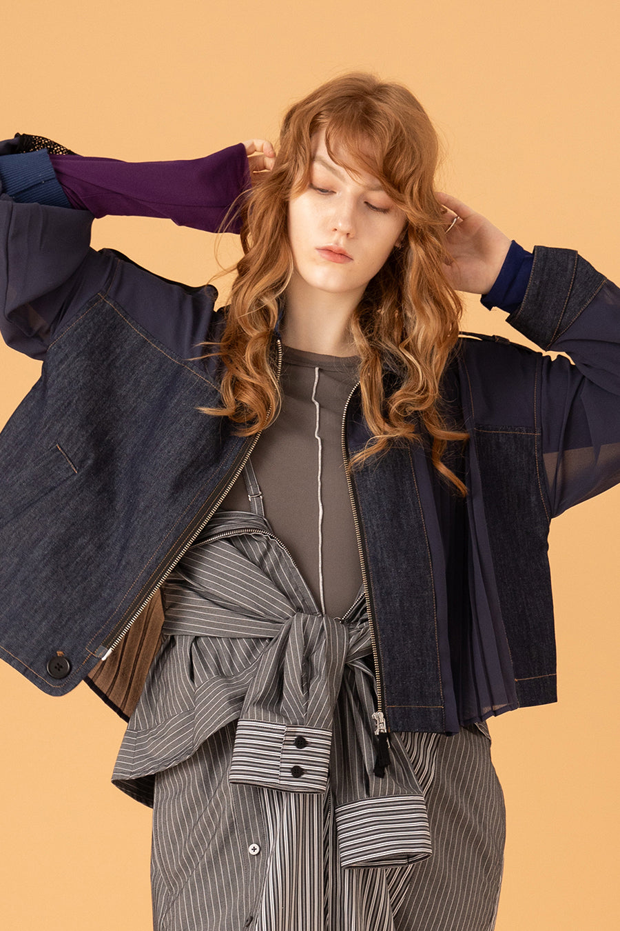 DENIM COMBINATION BLOUSON(25SS) — aulaaila