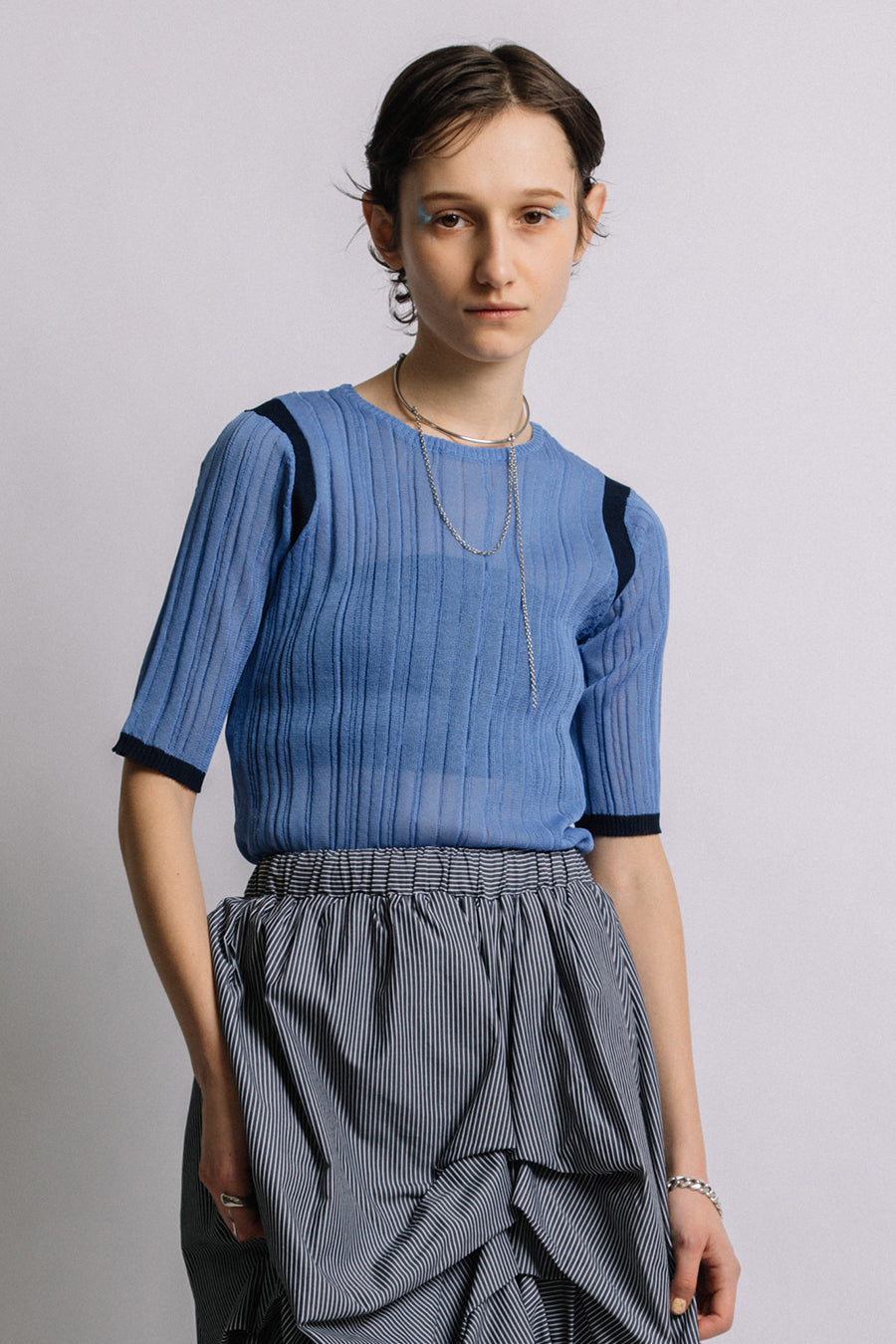 SHEER RIB LINE KNIT — aulaaila