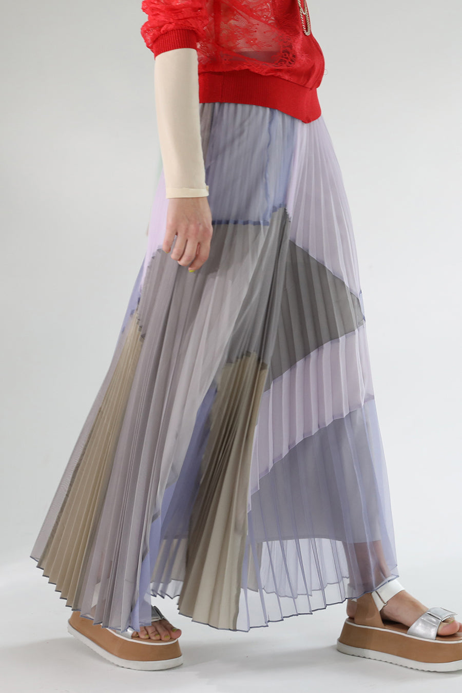 PHOTO PRINT PLEATS SKIRT — aulaaila