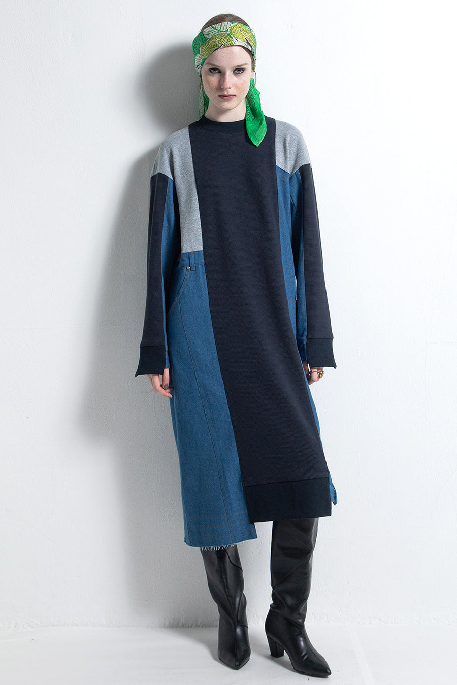 DENIM COMBINATION ONE-PIECE — aulaaila