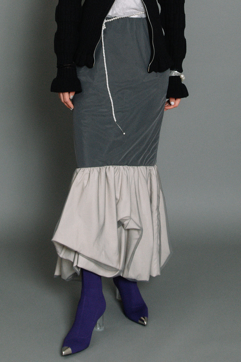 TULLE LAYERED TACK BALLOON SKIRT — aulaaila