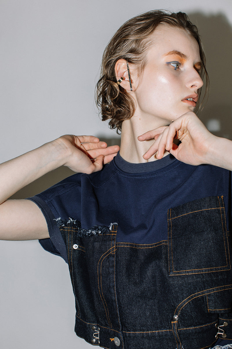 DENIM COMBINATION T-SHIRT — aulaaila