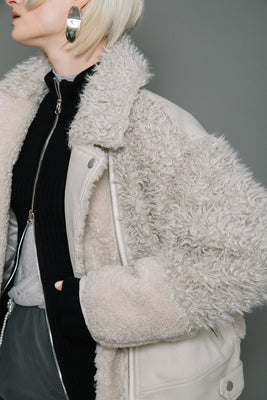 FUR COMBINATION RIDER'S BLOUSON — aulaaila