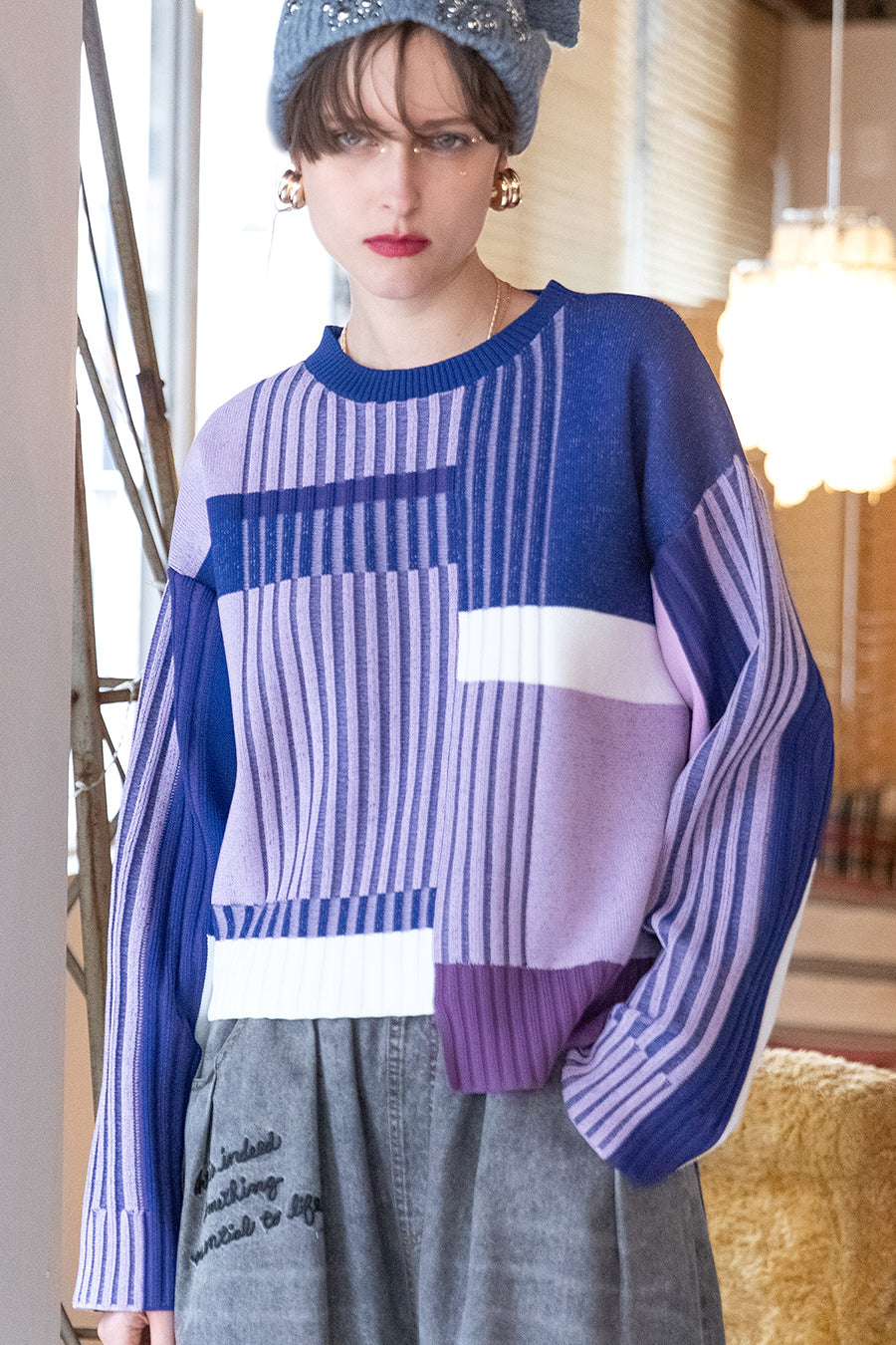 WEB限定】COLOR BLOCK KNIT PULLOVER — aulaaila