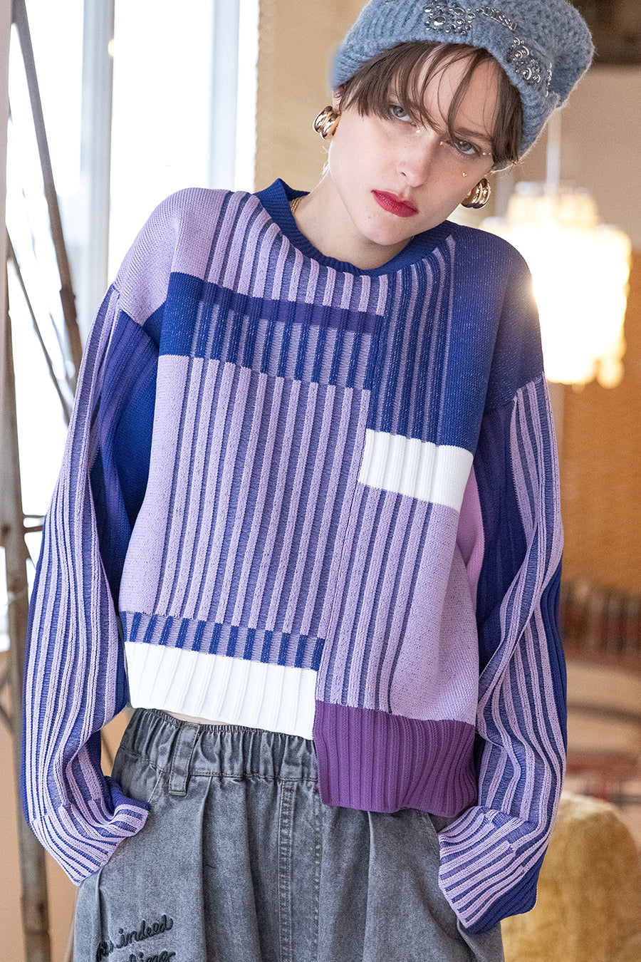 グラデーションへアリーニットプルオーバー　aula aila COLOR BLOCK KNIT PULLOVER(25SS) — aulaaila