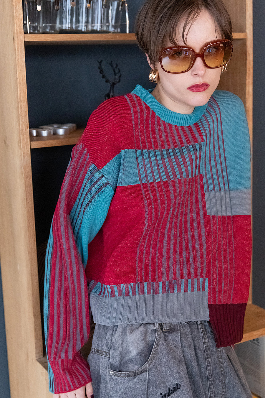 WEB限定】COLOR BLOCK KNIT PULLOVER — aulaaila
