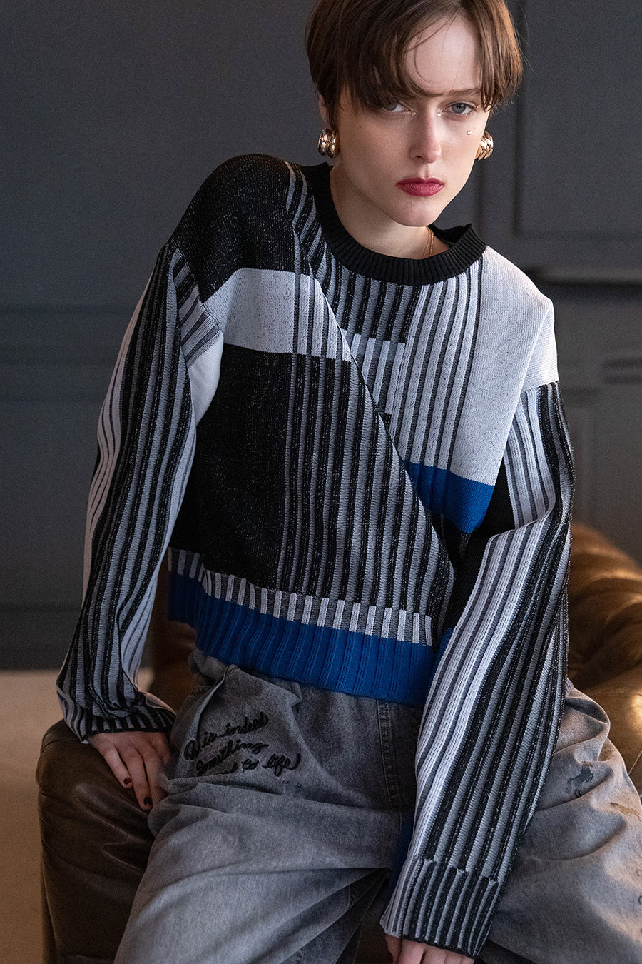 WEB限定】COLOR BLOCK KNIT PULLOVER — aulaaila
