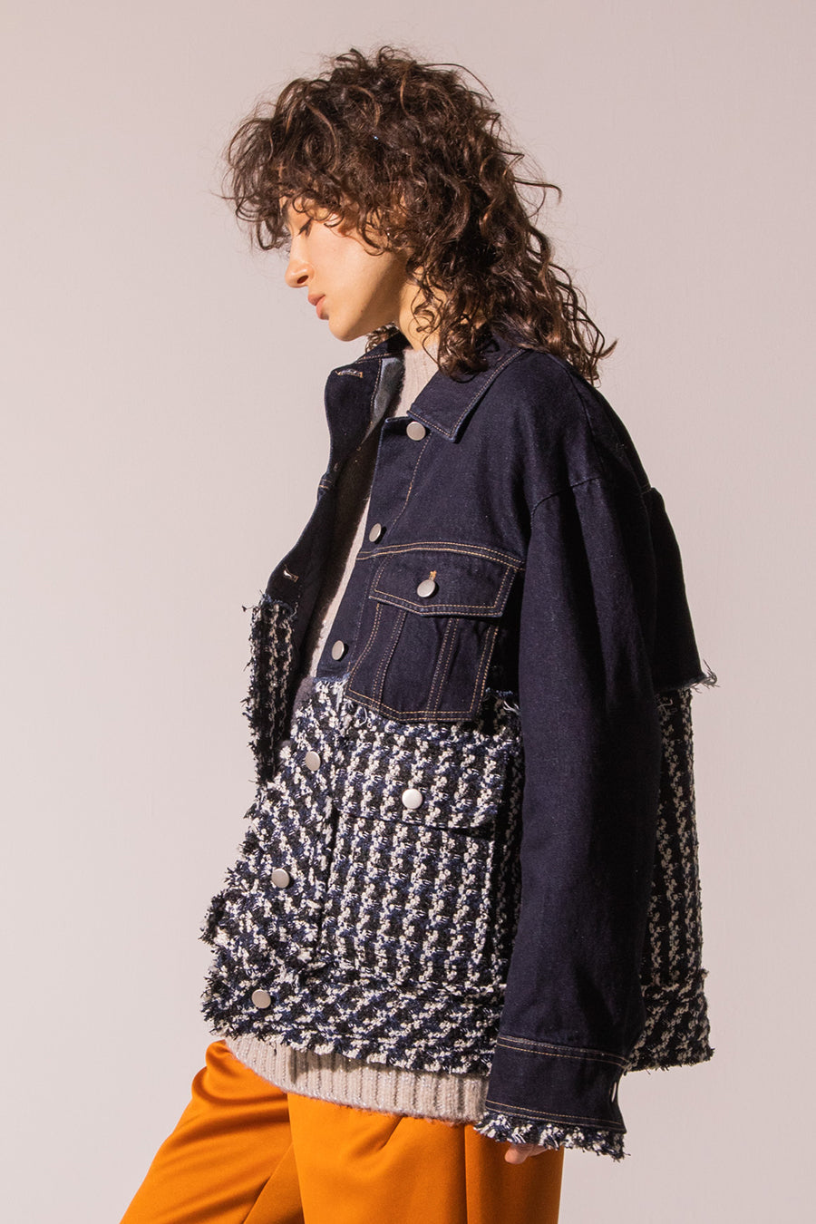 TWEED MIX DENIM JACKET — aulaaila