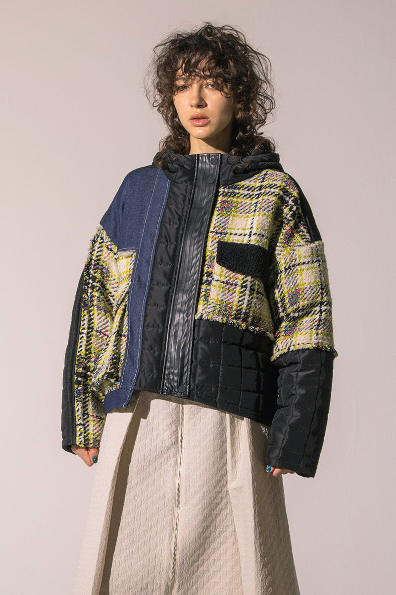 TWEED COMBINATION HOODIE BLOUSON — aulaaila TWEED COMBINATION HOODIE BLOUSON — aulaaila