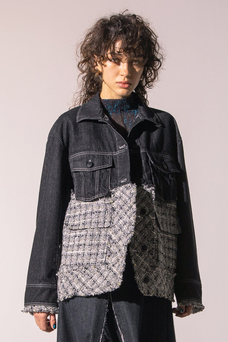 TWEED MIX DENIM JACKET — aulaaila