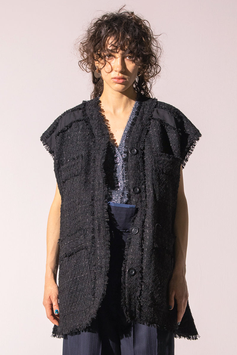 TWEED FRINGE VEST — aulaaila