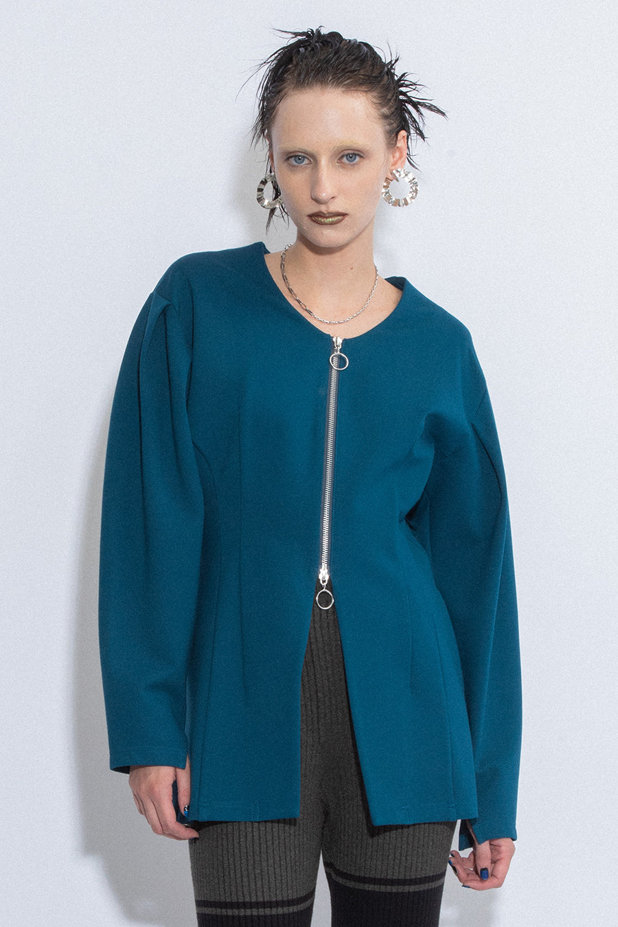 VOLUME SLEEVE ZIP JACKET — aulaaila VOLUME SLEEVE ZIP JACKET — aulaaila