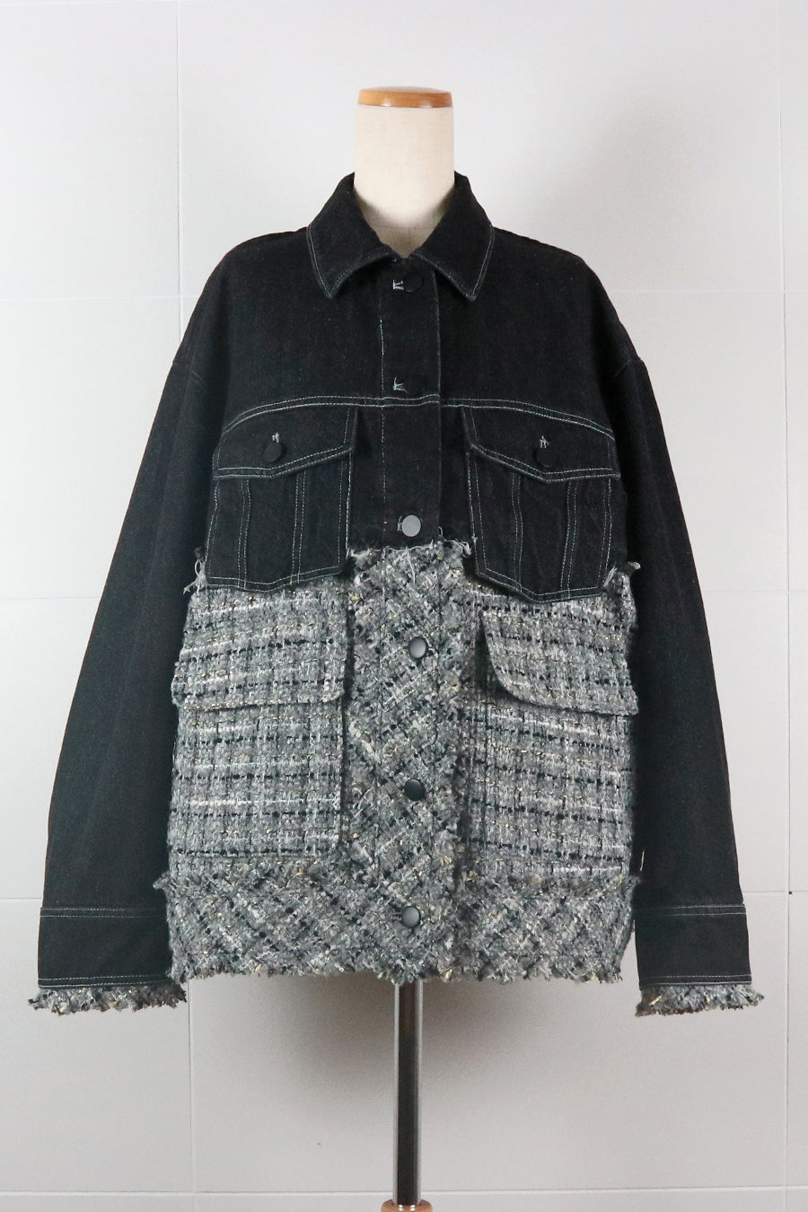 TWEED MIX DENIM JACKET — aulaaila