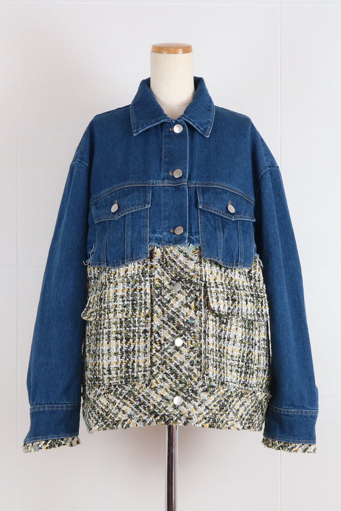 TWEED MIX DENIM JACKET — aulaaila