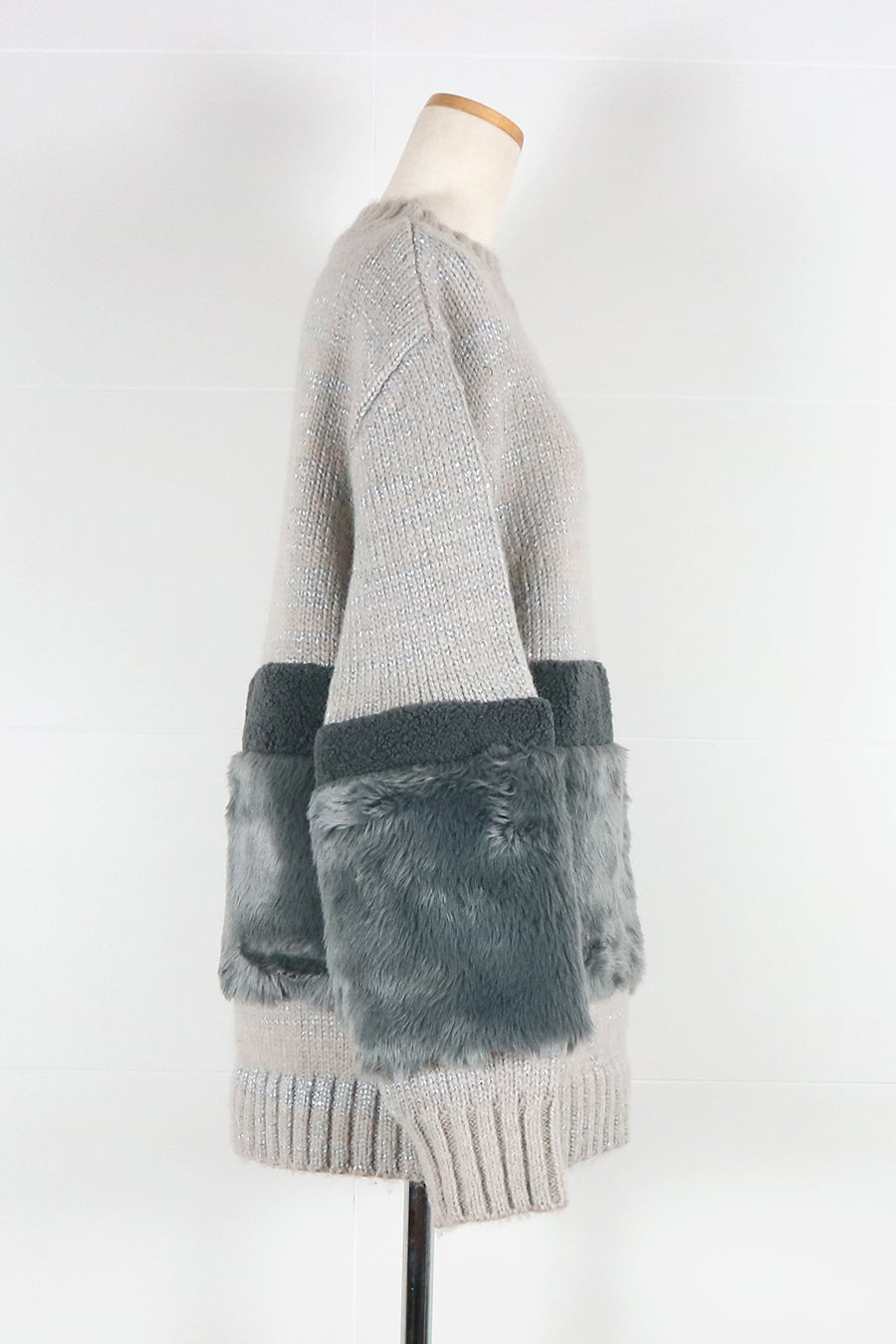 FUR COMBINATION SPANGLE YARN KNIT — aulaaila