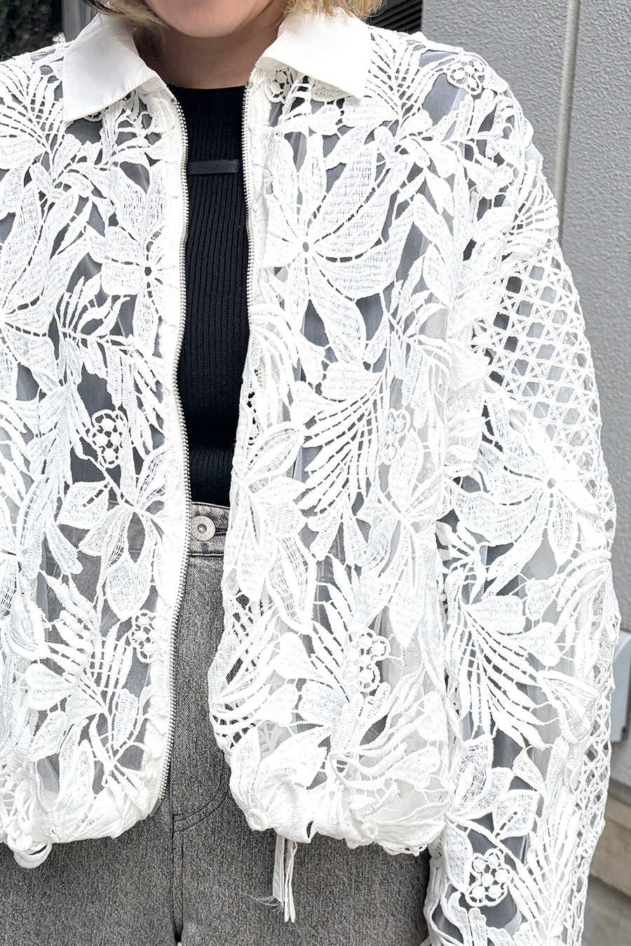 LACE BALLOON BLOUSON — aulaaila LACE BALLOON BLOUSON — aulaaila
