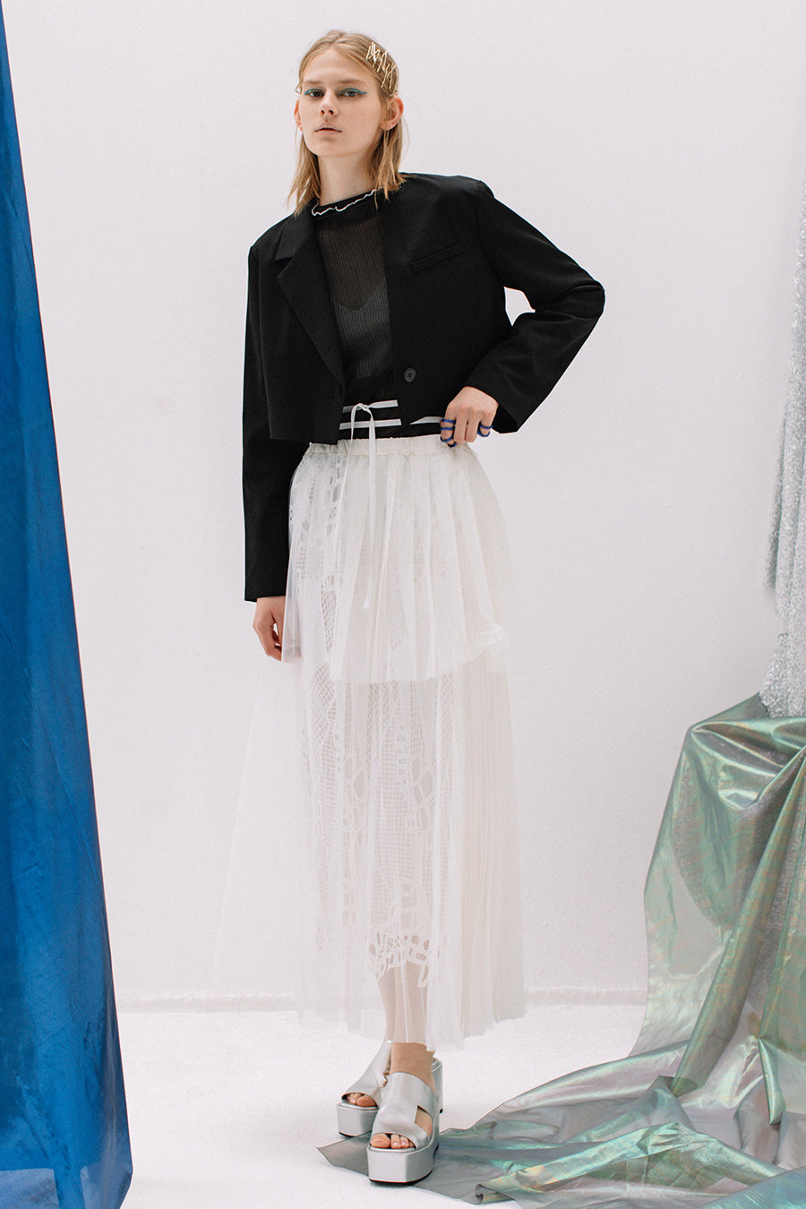 TULLE LAYERED LACE SKIRT — aulaaila