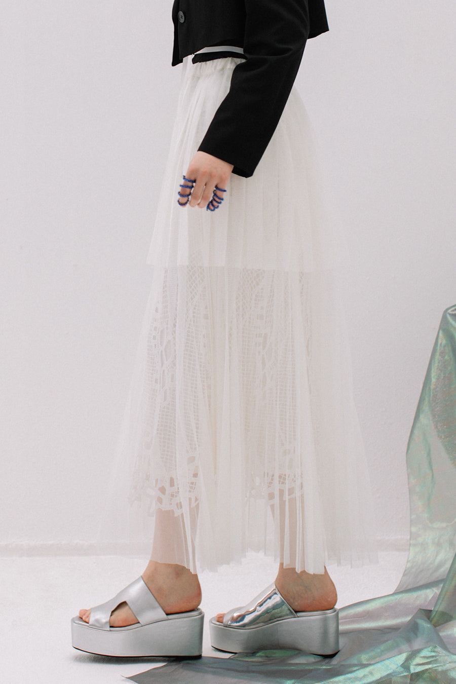 TULLE LAYERED LACE SKIRT — aulaaila