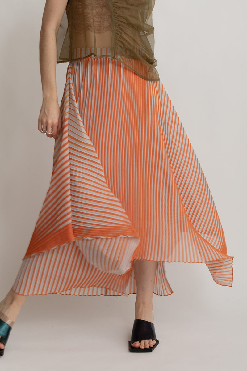 STRIPE PRINT PLEATS SKIRT — aulaaila